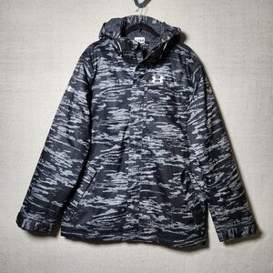 Under Armour Cold Gear Infrared Large Black Gray Camouflage Snowboard Ski Jacket